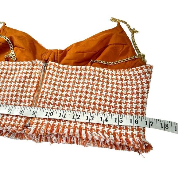 Cider Orange Tweed‎ Houndstooth Crop Top, XL - Picture 9 of 9